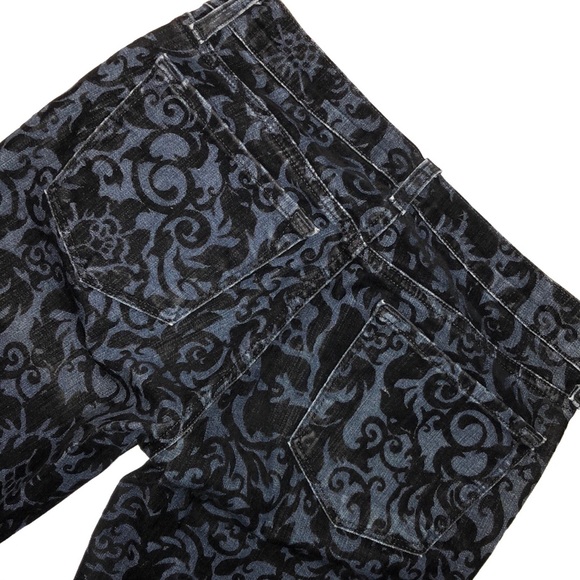J BRAND Brocade The a Skinny Velvet Flocked textured blue black jeans Scroll - Picture 3 of 7
